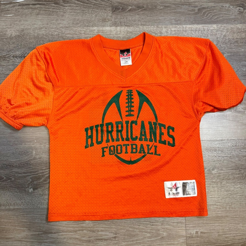 Alleson Athletic Miami Hurricanes Football Jersey Youth S /M Orange Green 42